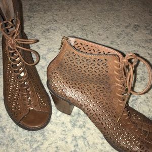 Brown lace up booties